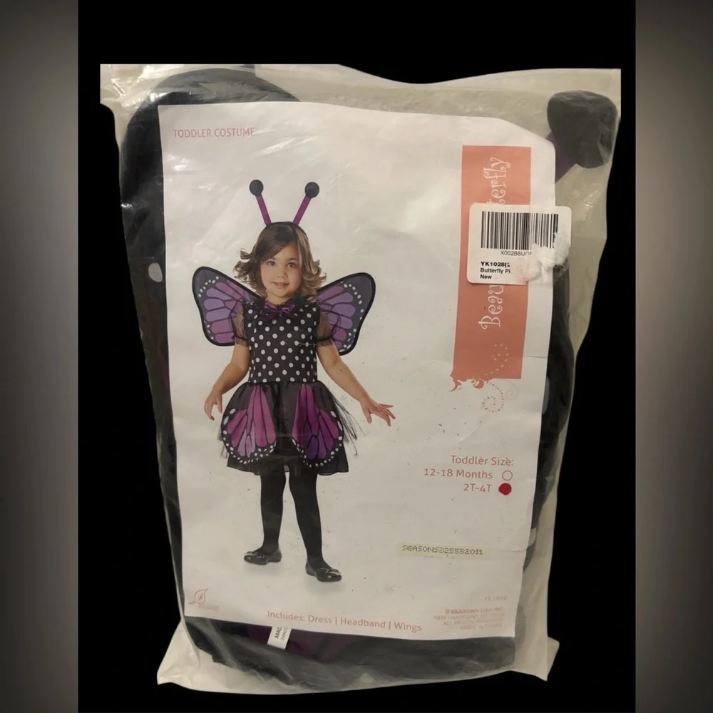 Beautees Purple Butterfly Costume with Polka Dots